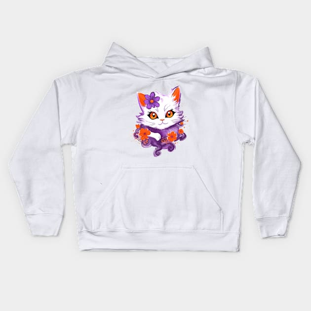 Mysterious Purple Cat Kids Hoodie by s.seheri